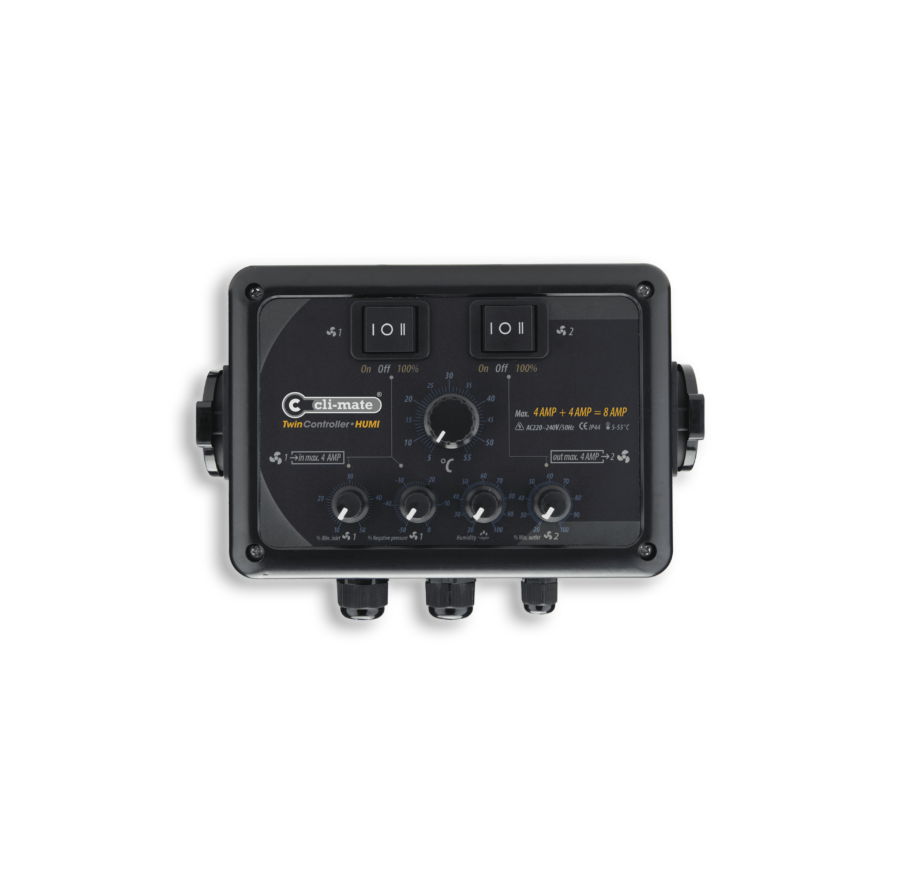 Cli-Mate Twin Controller Humi 4 Amp + 4 Amp / 12 Amp. + 12 Amp.